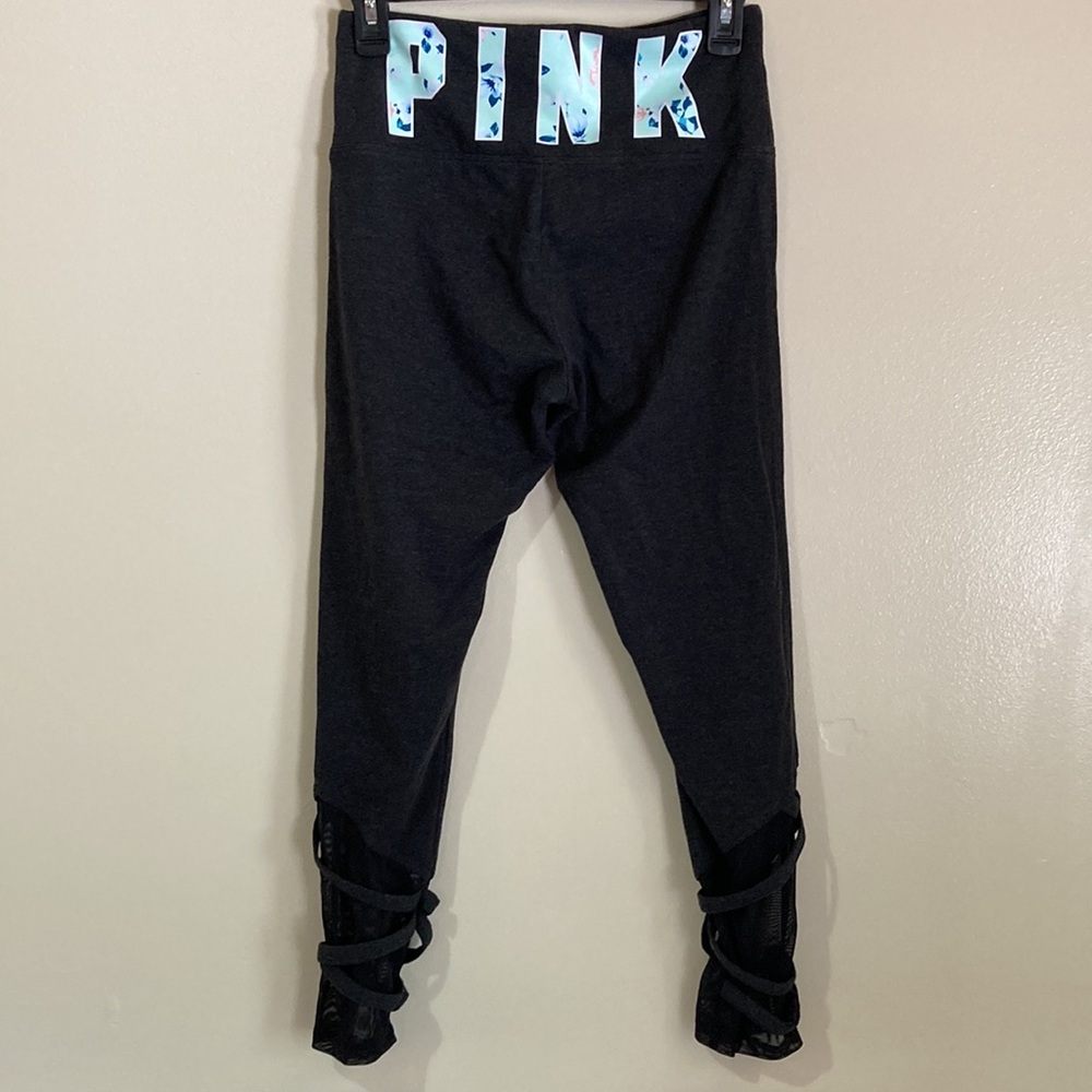 PINK VS Yoga high waisted capris with mesh bottoms